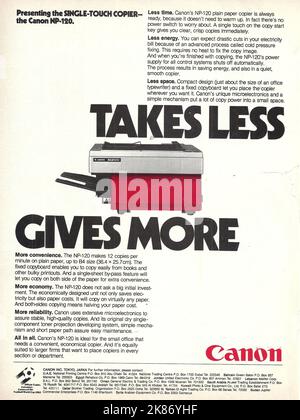 CANON PHOTOGRAPHIE DOCUMENT PUBLICITE CATALOGUE ANNEES 1970