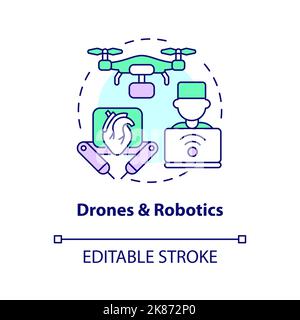 Icône de concept de drones et de robotique Illustration de Vecteur