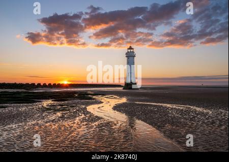 Phare de Perch Rock à New Brighton, le Wirral, New Brighton, Cheshire, Angleterre, Royaume-Uni, Europe Banque D'Images