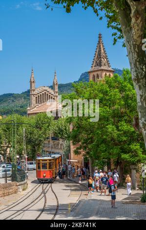 Tramway de Palma à Soller à Soller, Majorque, Iles Baléares, Espagne, Méditerranée, Europe Banque D'Images