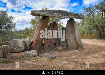 dolmen mégalithique, Barbacena, Elvas, Alentejo, Portugal, Europe Banque D'Images