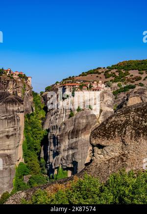 Monastère de Varlaam, Meteora, site classé au patrimoine mondial de l'UNESCO, Thessalie, Grèce, Europe Banque D'Images