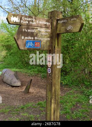 Panneau dans Severn Valley Country Park, Shropshire. Banque D'Images