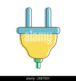 Icône de fiche électrique à ligne plate. Symbole de charge d'énergie vert isolé sur fond blanc. Illustration vectorielle. Illustration de Vecteur