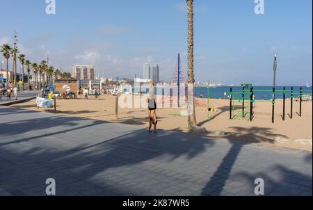 La plage de Barcelone, Espagne Banque D'Images