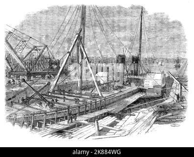 Le 'Hibernia' a Galway, Irlande, navire basé en cours de réparation dans les Birkenhead Ironworks et Docks établis en 1824. Au cours des 30 années suivantes, ils ont construit quelque 300 navires pour les États-Unis, des pays dans tout l'empire et l'amirauté donnant un emploi à 2-3 000 hommes. Au tournant du 20th siècle, est devenu Cammell Laird. Birkenhead, Merseyside, Angleterre Banque D'Images