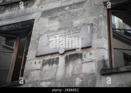 Maison de l'alchimiste médiéval Nicolas Flamel (c.1330-1418), était un scribe et un manuscrit-vendeur français. Banque D'Images