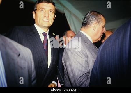 Élections présidentielles : campagne de Raymond barre à Clermont-Ferrand, Puy-de-Dome, France, 1988 Banque D'Images