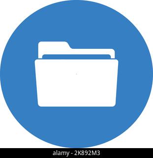 Icône de dossier blanc isolée sur fond bleu. Illustration de Vecteur