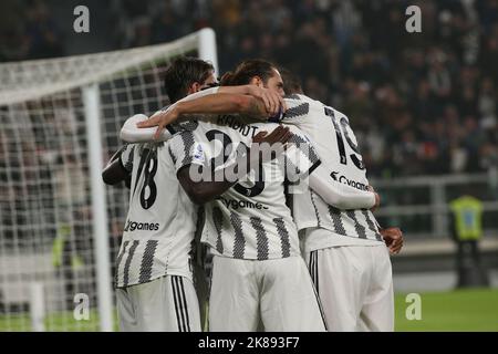 Turin, Italie. 21st octobre 2022. Juventus FC célèbre le but lors de Juventus FC vs Empoli FC, football italien série A match à Turin, Italie, 21 octobre 2022 crédit: Agence de photo indépendante/Alamy Live News Banque D'Images