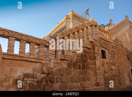 Midyat, Mardin, Turquie. Célèbre maison d'hôtes Midyat dans la ville de Midyat, province de Mardin. Architecture traditionnelle Banque D'Images