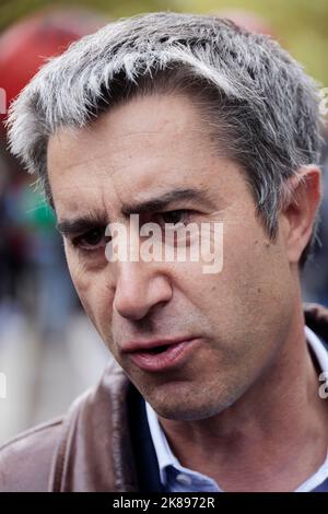 Paris, France. 18th octobre 2022. François Ruffin assiste à la manifestation interprofessionnelle à l'appel des syndicats à Paris, France. Banque D'Images