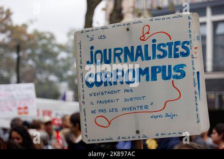 Paris, France. 18th octobre 2022. Manifestation interprofessionnelle à l'appel des syndicats sur 18 octobre 2022 à Paris, France Banque D'Images