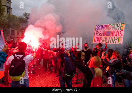 Paris, France. 18th octobre 2022. Manifestation interprofessionnelle à l'appel des syndicats sur 18 octobre 2022 à Paris, France Banque D'Images