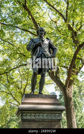 La statue de bronze de William Shakespeare à Central Park, dans le nord de Manhattan, New York, États-Unis Banque D'Images