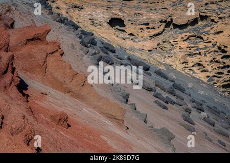 Détail de la colline environnante de Lago verde, lagune verte, Charco de los Ciclos, El Golfo, Lanzarote, îles Canaries, Espagne, Banque D'Images