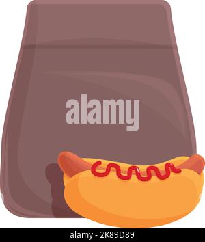 Hot dog papier sac icône dessin animé vecteur. Repas de collation. Boîte de nourriture Illustration de Vecteur
