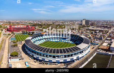 Le stade du club de course et le stade Inependiente dans le quartier d'Avellaneda sont à 2 pâtés de maisons l'un de l'autre. Banque D'Images