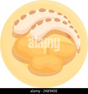 Vecteur de dessin animé d'icône de nourriture de mer. Portugal cuisine. Repas frits Illustration de Vecteur