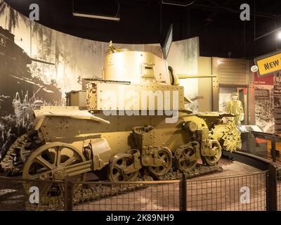 Un char léger Stuart M3 ou un char léger M3 de la Seconde Guerre mondiale exposé au Musée national de la guerre du Pacifique à Fredericksburg, Texas. Banque D'Images