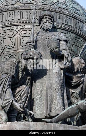 Sculpture d'Ivan III Grand-Duc de Moscou dans la conception du monument du millénaire de Russie (1862). Veliky Novgorod, Russie Banque D'Images