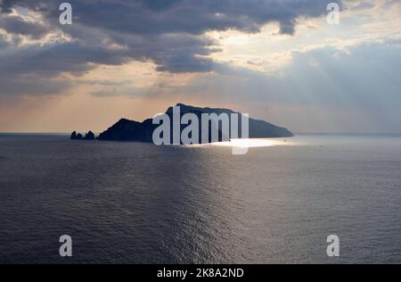 Massa Lubrense - Isola di Capri da via Minerva Banque D'Images