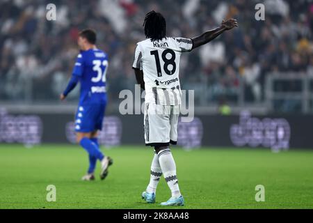 Turin, Italie. 21st octobre 2022. Moise Kean de Juventus FC gestes pendant la série A match entre Juventus FC et Empoli FC au stade Allianz sur 21 octobre 2022 à Turin, Italie . Credit: Marco Canoniero / Alamy Live News Banque D'Images