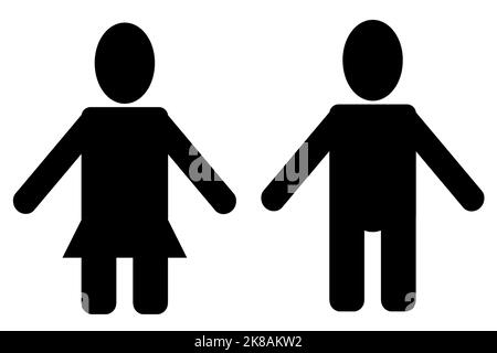 A Silhouette style homme femme icône plate signe symbole Avatar pictogramme toilettes salle de toilettes travail d'équipe forme de l'entreprise logo Graphic Design Art Illustration Phot Banque D'Images