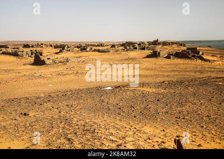 Ruines de la vieille ville déserte de Dongola, Soudan Banque D'Images