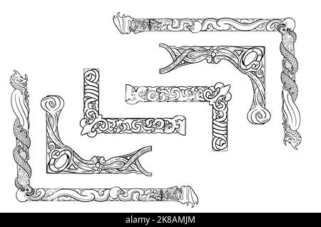 Cadre décoratif pour livre de coloriage. Illustration faite à la main avec cadre ancien classique. Banque D'Images