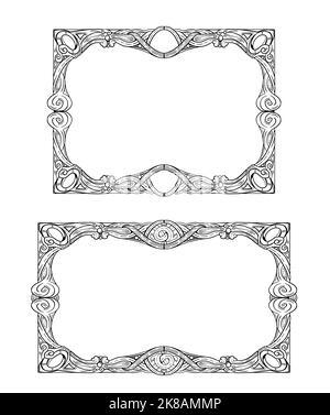 Cadre décoratif pour livre de coloriage. Illustration faite à la main avec cadre ancien classique. Banque D'Images