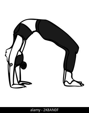 Femme faisant de l'exercice dans la pose de yoga. Illustration de silhouette vectorielle Illustration de Vecteur