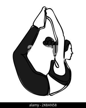 Femme faisant de l'exercice dans la pose de yoga. Illustration de silhouette vectorielle Illustration de Vecteur