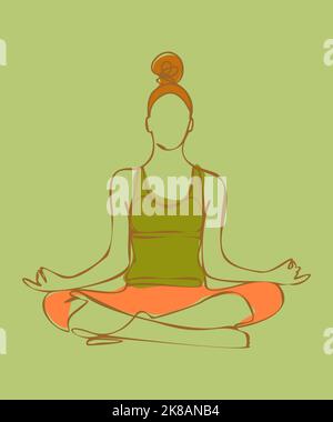 Femme faisant de l'exercice dans la pose de yoga. Illustration de silhouette vectorielle Illustration de Vecteur