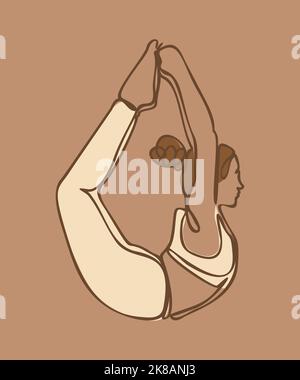 Femme faisant de l'exercice dans la pose de yoga. Illustration de silhouette vectorielle Illustration de Vecteur