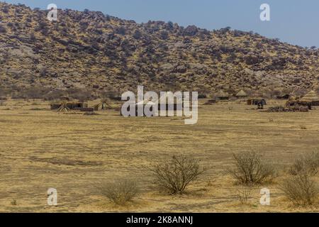 Petit village traditionnel de l'État Al Qadarif, Soudan Banque D'Images