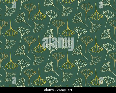 Motif floral sur fond vert Illustration de Vecteur
