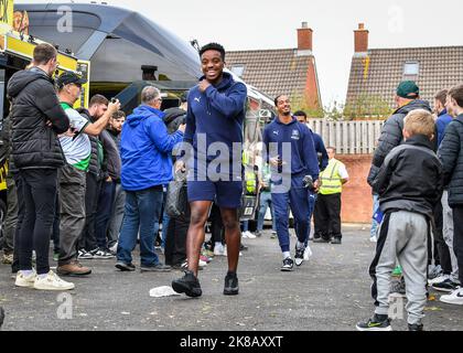 Plymouth Argyle Forward Niall Ennis (11) arrive le match Sky Bet League 1 Bristol Rovers vs Plymouth Argyle au Memorial Stadium, Bristol, Royaume-Uni, 22nd octobre 2022 (photo de Stanley Kasala/News Images) à Bristol, Royaume-Uni, le 10/22/2022. (Photo de Stanley Kasala/News Images/Sipa USA) Banque D'Images