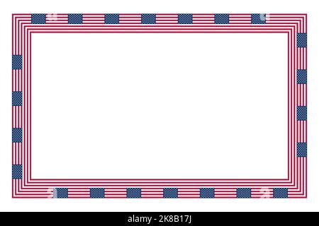 Drapeau des États-Unis, cadre rectangulaire. Frontière faite du motif répété du drapeau national des États-Unis d'Amérique. Banque D'Images