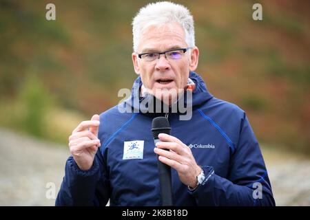 Jean-Marc Peillex, maire de Saint-Gervais-les-bains. Réhabilitation du col du Mont-Lachat sur la commune de Saint-Gervais Mont-blanc. Phase finale : e Banque D'Images