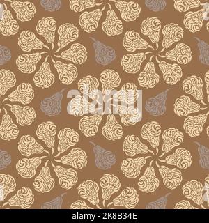 Motif vectoriel sans coutures avec poires décoratives. Design sophistiqué aux couleurs naturelles. Illustration de Vecteur