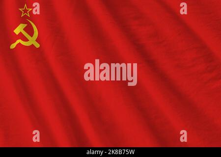 Drapeau URSS Vintage En Velours - Double Face Brodé - Époque WWII Occasion