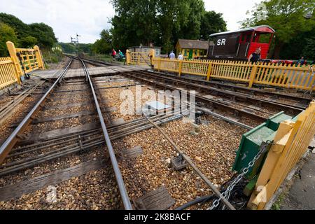 Voie,correspondance,signal,points,commutateur,participation,Steam Railway, Havenstreet,Isle of Wight,Angleterre,Royaume-Uni,Grande-Bretagne,Grande-Bretagne, Banque D'Images