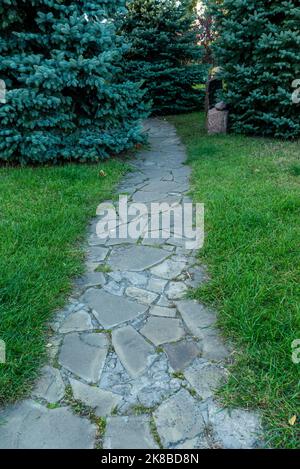 ancien escalier de jardin en pierre dans le parc toute la saison Banque D'Images