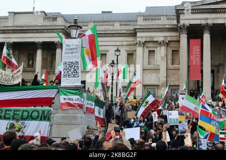 manifestation pro-démocratie en iran à trafalgar square londres angleterre royaume-uni octobre 22nd 2022 Banque D'Images