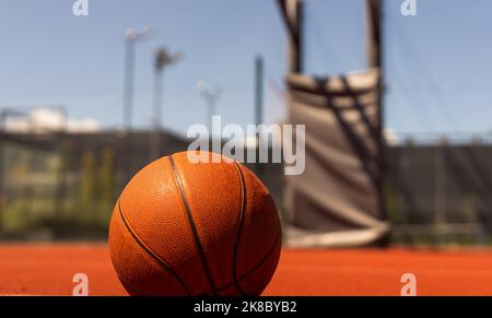 Arrière-plan de basket-ball en cuir. Banque D'Images