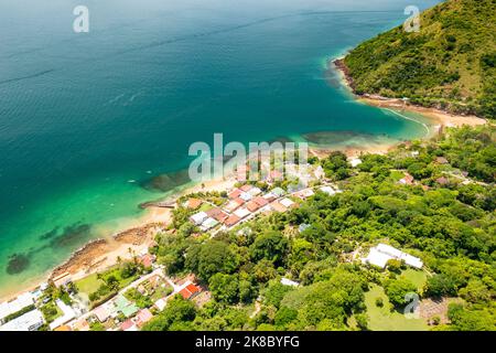 Vue aérienne de l'île de Taboga. Île tropicale située dans le Pacifique près de Panama City, Panama. Banque D'Images