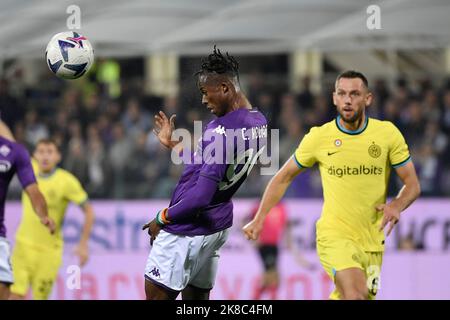 Florence, Italie. 22nd octobre 2022. Christian Kouame de l'ACF Fiorentina pendant la série Un match de football entre l'ACF Fiorentina et le FC Internazionale au stade Artemio Franchi à Florence (Italie), 22 octobre 2022. Photo Andrea Staccioli/Insidefoto crédit: Insidefoto di andrea staccioli/Alamy Live News Banque D'Images