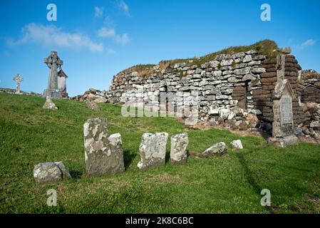 Église Saint-Barr, Cille Bharra (Église de Kilbarr), Île de Barra, Hébrides extérieures, Écosse. Banque D'Images