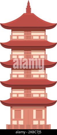 Vecteur de dessin animé de l'icône de la pagode de la rue. Bâtiment en Chine. Temple de la ville Illustration de Vecteur